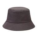 Detailed view of dark grey cotton bucket hat with parallel stitched brim and twill texture - M (56-58cm) / Dark Gray