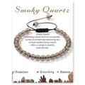 6mm smoky quartz beaded bracelet with adjustable black rope and meaning card - Smoky Quartz