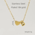 18k gold plated stainless steel necklace featuring a heart and letter B pendant charm - Letter B