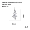 Silver boy pendant in rhodium plated copper with white cubic zirconia, 13mm x 7mm size - Silver Girl Type J (P05821-J-2)