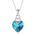 Collana con cuore in argento S925 con cristallo blu e catena box raffinata - Pendente a Cuore Blu Oceano (Senza Catena) / Argento 925