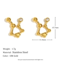 18K gold stainless steel constellation stud earrings with cubic zirconia detail - Gemini