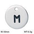 Titanium steel round pendant with engraved letter M, 10mm width and 0.3g weight - Letter M