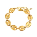Golden coffee bean link bracelet in stainless steel with lobster clasp and extension - Gold Color 11mm Bracelet