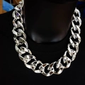 Bold oversized silver chunky CCB hip-hop chain necklace for men and women - 60cm Length / Silver