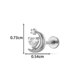 Silver titanium moon and star stud earring with clear zircon and flat back post - Moon and Heart (T2582-5#) / Silver