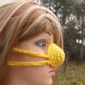 Handmade crochet yellow nose warmer in soft yarn for fun party costumes and winter warmth - 5CM Diameter / Yellow