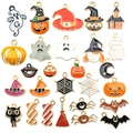 Variety set of colorful Halloween enamel charms including ghosts and pumpkins for DIY crafts - Mixed 27Pcs Halloween Set