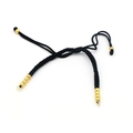 Detail of black woven rope bracelet with gold beads and metal loop for DIY jewelry - Adjustable Braided Style / Black
