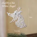 White vintage angel ornament with gold texture for Christmas tree decoration, 13cm - Angel