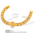 Gold-plated stainless steel chain bracelet with white shell Roman numeral pendant - Round Pendant Gold Style (SL33) / Gold