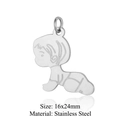 Pendentif bébé rampant en acier inoxydable poli, 16x24mm breloque bijoux DIY élégante - Pendentif Bébé Rampant (Pendant Only) (JA357-1) / 5 Pièces / Argent