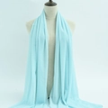 Light blue chiffon hijab shawl with fine rolled edges displayed on a studio mannequin - 143