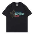 T-shirt noir oversize en coton avec imprimé graphique coloré Happy Father's Day et outils - XS / Imprimé d'Outils et Caractères Happy Father's Day / Noir (Outils de la Fête des Pères)