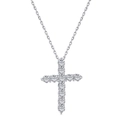 Elegante collana con ciondolo a croce in argento S925 e brillanti diamanti zirconi - Argento