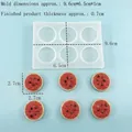 6-cavity round silicone mold for mini watermelon clay crafts measuring 9.6x6.5x1cm - 9109-Watermelon Slice