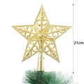 Puntale per albero di Natale a stella dorata glitterata, design traforato, 21cm - Stile Vuoto / 21cm / Oro