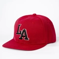 Rode snapback baseballpet met hoogwaardig 3D LA borduursel en verstelbare platte klep - Eén maat / Rood