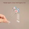 Épingle à cheveux papillon en émail rose avec pampilles de perles de 5 cm - Fleur Rose en Émail (91#)