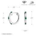 Detailed view of S925 sterling silver hoop earrings with green and white cubic zirconia - 925 Silver / 925 Silver White Gold Plated
