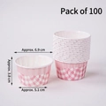 Pink checkered paper muffin cups set of 100 with rolled rim and 6.9cm top diameter - Pink Checkered Cupcake Liners (100 Pcs)