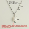 Silver stainless steel layered snake chain necklace with a natural baroque pearl pendant - Silver Link Chain - NK2521S