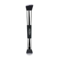 Dual-ended makeup brush with soft dual-color bristles and matte black handle - Single Dual-ended Foundation Brush