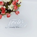Silberner Glitzer Feliz Navidad Buchstabenschild für Weihnachtsbaum und Kranzdeko - Regulärer Stil / 3.5cm / Silber