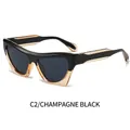 Occhiali da sole cat-eye bicolore champagne e nero con lenti grigie scure - Montatura Champagne Lenti Grigio Nero