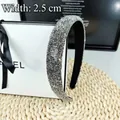 Detail showing the 2.5cm width of the braided headband with shiny grey rhinestones - 2.4cm Small Bead Full Wrap / Mineral Grey Rhinestone