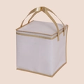 Borsa termica quadrata bianca per torte con manici dorati e chiusura a zip - 10 Pollici Rialzato 36x36x38cm / Platino