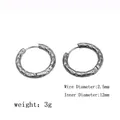 Silver textured hoop earrings with 2.5mm thickness and 12mm inner diameter for women - Hammered Texture Earrings (G42) / Inner Diameter 12mm / Steel