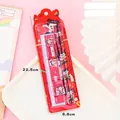 Cartoon Nezha stationery set in red including pencils, ruler, eraser and sharpener - Red Warrior