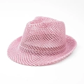 Atmungsaktiver rosa Fedora Sonnenhut mit hohlem Strickdesign für den Sommerurlaub - 58cm / Rosa