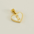 Golden heart pendant with white mother of pearl inlay and engraved letter Z charm - Letter Z (Single Pendant)
