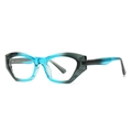 Occhiali da sole esagonali moderni con montatura in acetato sfumato blu e grigio - Montatura Sfumata Blu Lente Trasparente