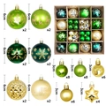 Green and champagne gold 6cm Christmas ornament set with snowflake and deer patterns - 616-39 (Green & Gold Set - 44pcs) / 3+6cm