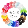 Set of 20 multicolor ribbed grosgrain ribbon fish tail hair bows in a circular layout - Mixed Color Style