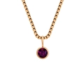 Titanium steel box chain necklace with a round bezel-set purple birthstone pendant - June Purple - Rose Gold