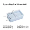 Square silicone mold for DIY resin ring storage box with detailed size measurements - Square Ring Box Silicone Mold