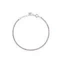 S925 sterling silver tennis bracelet with sparkling round pink zircons and adjustable chain - 925 Silver / Platinum Purple Stone