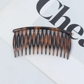 Minimalist round tortoise shell hair comb with 17 teeth for elegant styling and firm grip - 15 Teeth Fine Round Head / Yellow Leopard