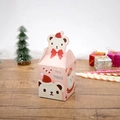 Pink Christmas gift box with cute cartoon bear and Santa Claus on a wooden table - S8826 Pink Bear / Flat Shipping