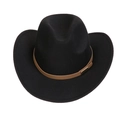 Detailed close-up of a black felt cowboy hat featuring a brown leather decorative band - M (56-58cm) / Black (165-C)