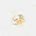 Minimalist gold plated adjustable open ring featuring a unique wavy letter W design - Gold Letter W