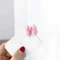 Pink matte bow hair clip with peach charm on card, elegant sweet girl hair accessory - Pink Bowknot