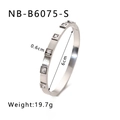 Bracciale in acciaio inossidabile lucido argento con zirconi e dimensioni dettagliate - Oro 18K / Argento (NB-B6075-S)
