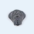 Detail of grey enamel dog badge with silver metal lines depicting a Great Dane - 8-Grey Mastiff