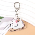 Mignon porte-clés chien blanc en acrylique avec texte I want to walk et clip argenté - Chien Bichon 10