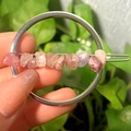 Silver circular hair clip featuring natural pink and purple crystal stones for women - Silver Circle Strawberry Quartz Chips